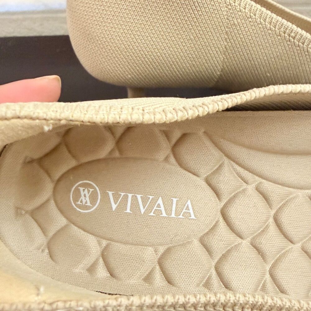VIVAIA Scarlett Pointed Toe Kitten Heels Beige Knit Pumps Size 40 / US 9 - Picture 7 of 16